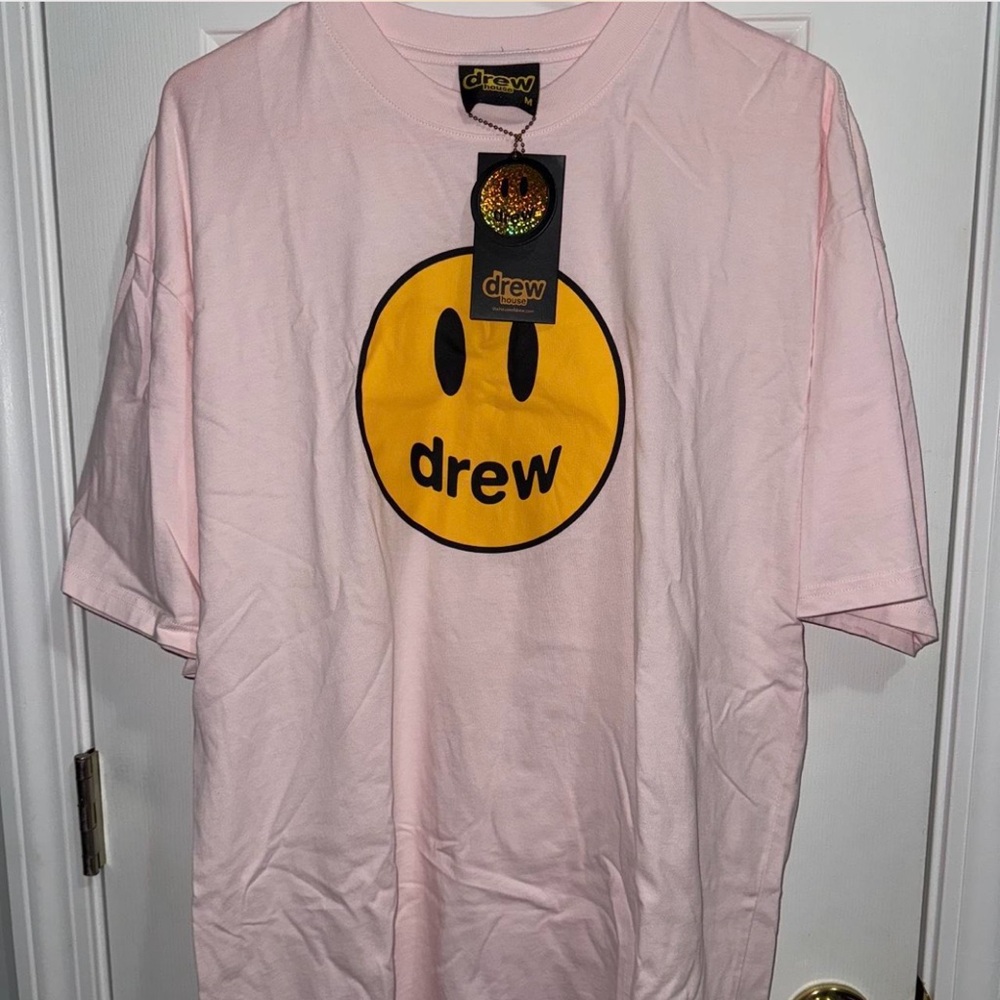 Drew House Pink Tee with Yellow Smiley
